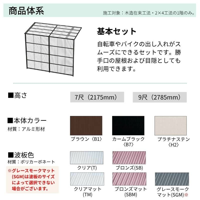 ストックヤードⅡ YKKap 5418 3間×六尺 間口L5490×奥行D1745×高さH2175/2785mm 基本セット 連結タイプ ykk 積雪50cm地域用 1500N/㎡ 物置