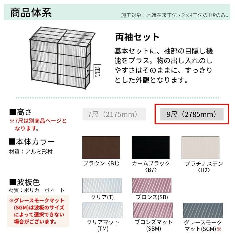 ストックヤードⅡ YKKap 1809 1間×三尺 間口L1830×奥行D861×高さH2785mm 両袖セット 単体タイプ ykk 積雪20cm地域用 600N/㎡ 物置