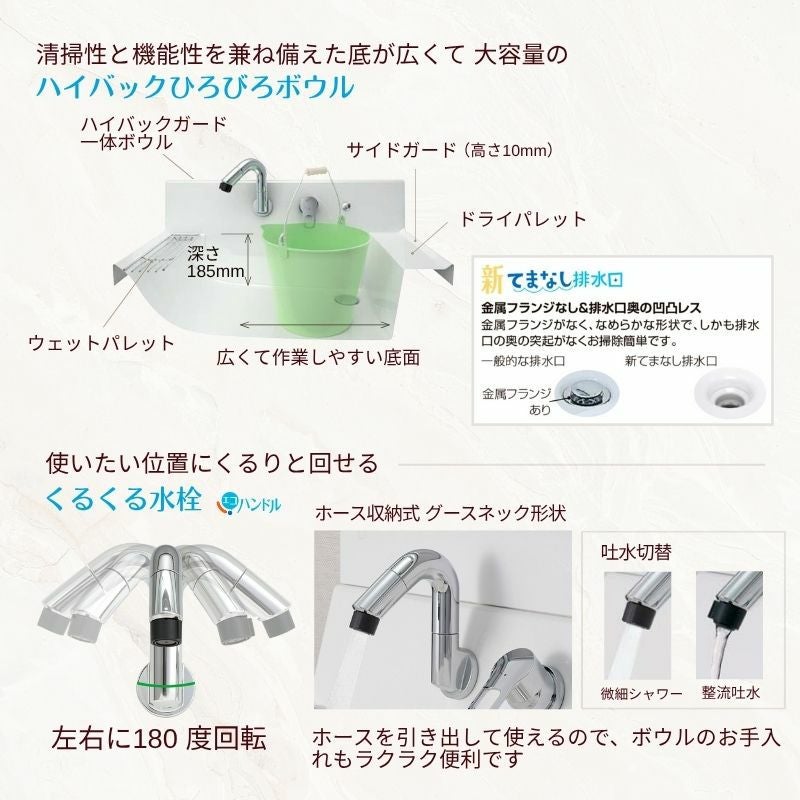 洗面化粧台 カスタムバニティ ボウル (シャワー水栓 排水トラップ付属) ボウル間口600mm LF-CS60-WX397SY  混合水栓 おしゃれ 造作 LIXIL リクシル DIY