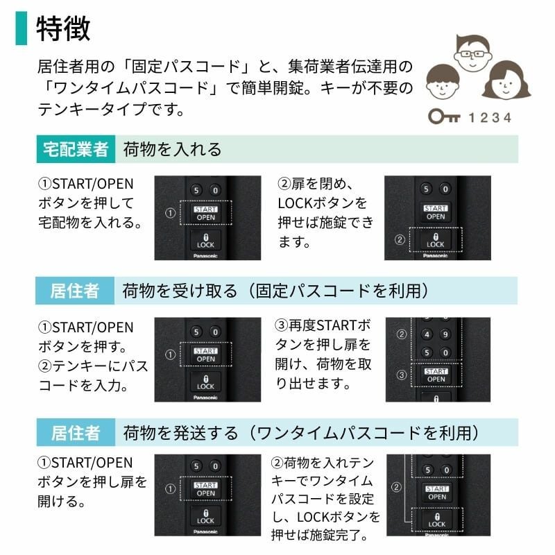 Panasonic 宅配ボックス イーコンボライト ラージタイプ 右開き 電子錠タイプ 幅390×奥行473×高さ790mm CTN6250R 戸建 パナソニック 置き配 DIY リフォーム