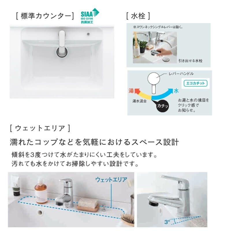 洗面台 パナソニック シーライン セットプラン GC-755L 扉柄タイプB 幅750 奥行530mm パノラマスライドタイプ 抗菌加工 Panasonic D530 おしゃれ リフォーム