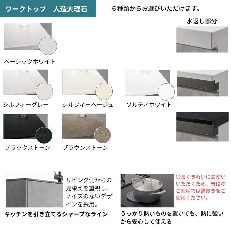 システムキッチン シエラ W2424mm ペニンシュラI型基本プラン 食洗機無し 間口242.4cm 奥行97/75cm グループ3 リクシル 流し台