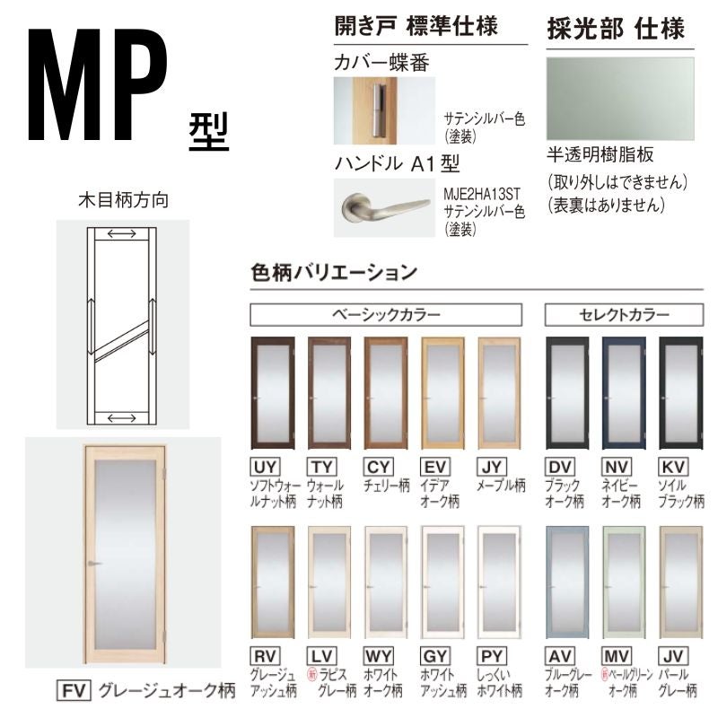 パナソニック ベリティス 片開きドア 大採光タイプ MP型 スタンダードレーベル UW735/755/780/825/875×UH2035mm 固定枠 2ｍ高 Panasonic 内装ドア 建具 DIY
