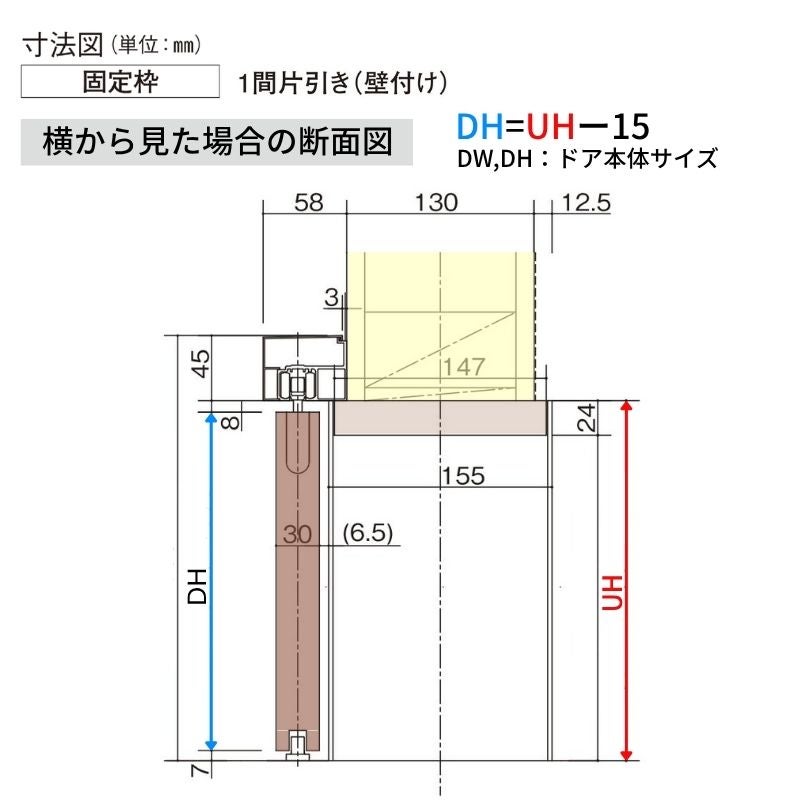 【オーダーサイズ】室内引戸 アウトセット納まり 上吊引き戸 ベリティス MK型 UW幅553～988×UH高さ1645～2334mm 壁付け…