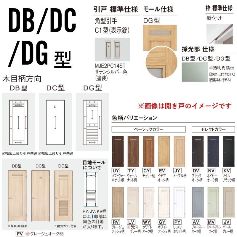【オーダーサイズ】室内引戸 アウトセット納まり 上吊引き戸 ベリティス 洗面DC型 UW幅553～988×UH高さ1645～2334mm 壁付け スタンダード 建具 交換 パナソニック DIY