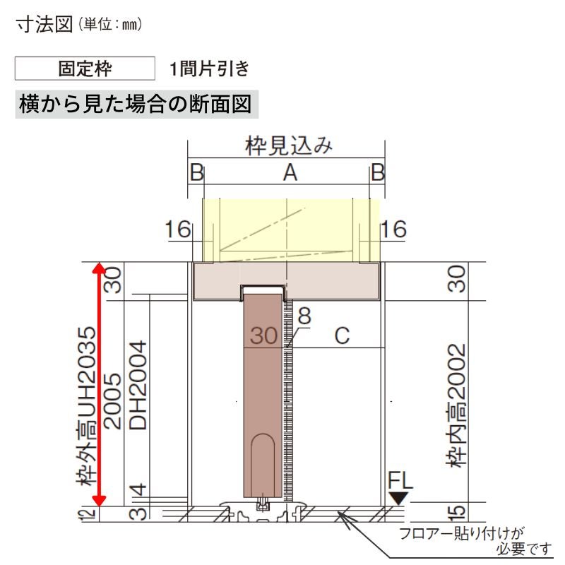 室内引戸 Y戸車引戸 片引き戸 ベリティス パネルタイプ PA型 UW1445/1645mm×UH2035mm 固定枠 スタンダードレーベル…