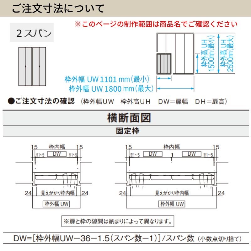 【オーダーサイズ】 パナソニック ベリティス クローゼットドア 折れ戸 4枚 PH(取っ手レス) UW1101~1800×UH2101～2400 レールあり 収納 建具 特注リフォーム