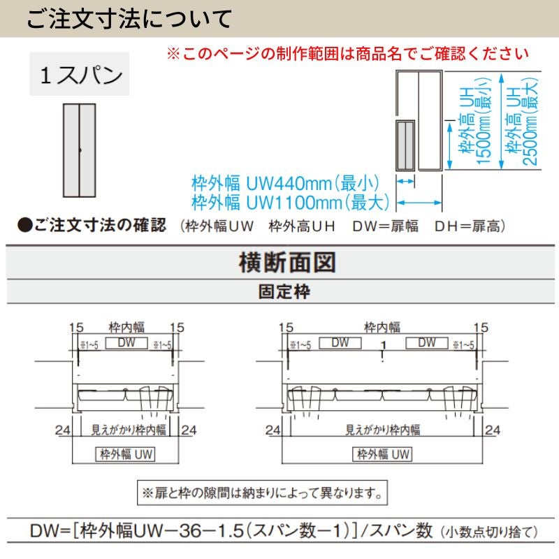 【オーダーサイズ】 パナソニック ベリティス クローゼットドア 折れ戸 2枚 PH(取っ手レス) UW440~1100 ×UH1801～2100 ノンレール 収納 建具 特注リフォーム