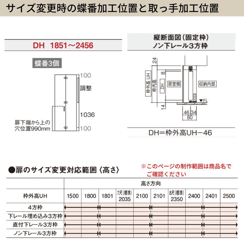 【オーダーサイズ】 パナソニック ベリティス クローゼットドア 折れ戸 4枚 PA(フラット) UW1101~1800×UH2101～2400 ノンレール 収納 建具 特注リフォーム