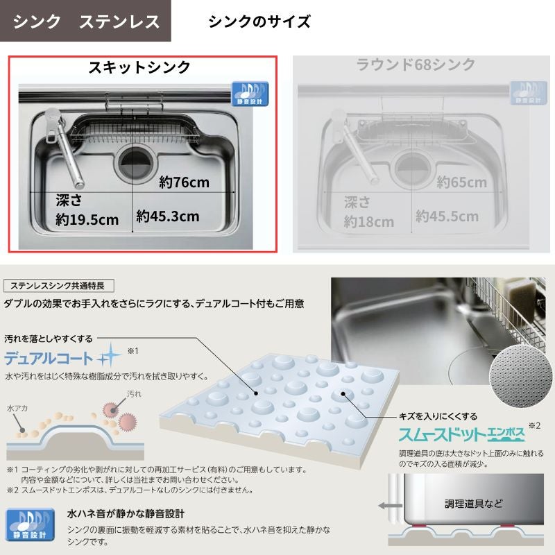 システムキッチン リクシル ノクト 壁付I型 W2700mm 基本プラン 3口コンロ 間口幅270×奥行60cm 食洗機付 吊戸棚付 グループ1 LIXIL 流し台 リフォーム