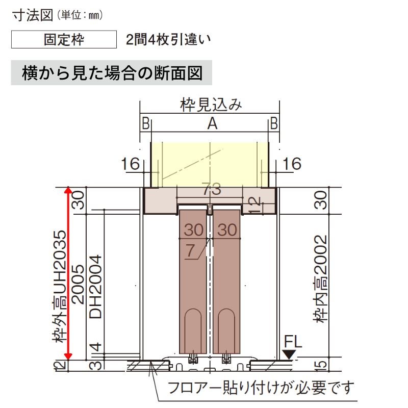室内引戸 Y戸車引戸 4枚引違い戸 ベリティス 採光タイプ  SC型 UW3250mm×UH2035mm 固定枠 スタンダードレーベル パナソニック おしゃれ リビング リフォーム