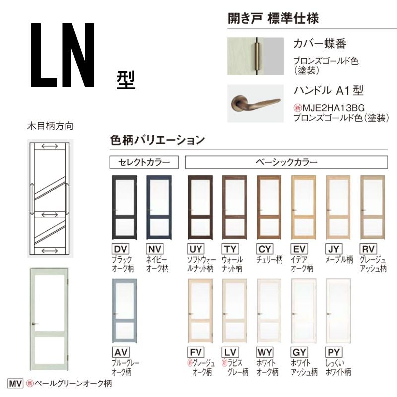パナソニック ベリティス 片開きドア クラフトレーベル 大採光タイプ LN型 UW735/755/780/825/875×UH2035mm 固定枠 2ｍ高 Panasonic 内装ドア 建具 DIY