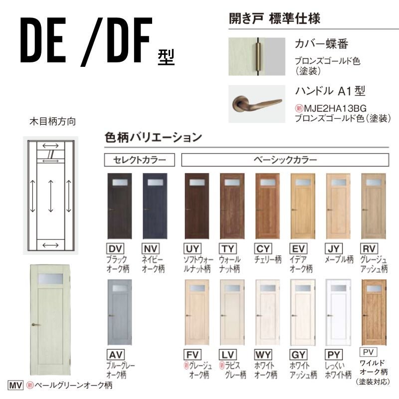パナソニック ベリティス 片開きドア クラフトレーベル 洗面タイプ DE/DF型 UW650/735/755/825×UH2035mm 採光 錠付 固定枠 2ｍ高 Panasonic 内装ドア 建具 DIY