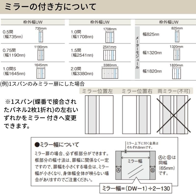 パナソニック ベリティス クローゼットドア 折れ戸 2枚 PL型 (ルーバー調タイプ) UW735/825 UH8尺(2350) レールあり 収納 建具 リフォーム DIY Panasonic