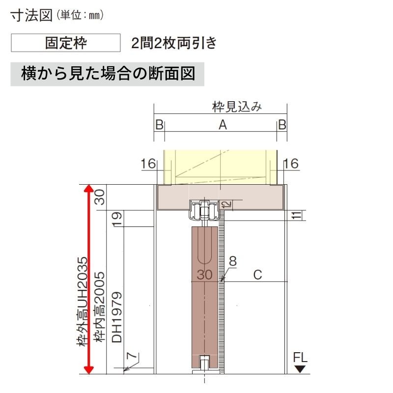 室内引戸 上吊り引戸 2枚両引き ベリティス 採光タイプ MC型 UW3250mm×UH2035mm 固定枠 スタンダードレーベル パナソニック おしゃれ リフォーム DIY