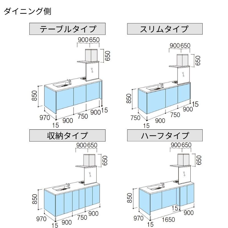 システムキッチン リクシル ノクト アイランドI型 W2598mm 基本プラン 3口コンロ 間口幅259.8×奥行75/97cm 食洗機なし グループ4 LIXIL 流し台 リフォーム