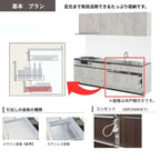 システムキッチン リクシル ノクト 2列型 W1950mm 基本プラン 3口コンロ 間口幅195×奥行75/97cm 食洗機付 吊戸棚なし グループ1 LIXIL 流し台 リフォーム