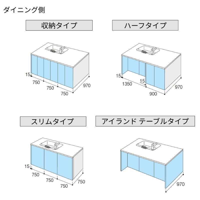 システムキッチン リクシル ノクト 2列型 W2250mm 基本プラン 3口コンロ 間口幅225×奥行75/97cm 食洗機なし 吊戸棚なし グループ4 LIXIL 流し台 リフォーム