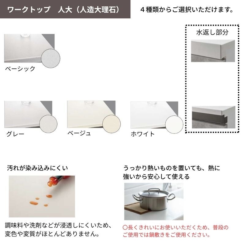 システムキッチン リクシル ノクト 構造壁対応型 W2574mm 基本プラン 3口コンロ 間口幅257.4×奥行75/97cm 食洗機なし グループ4 LIXIL 流し台 リフォーム