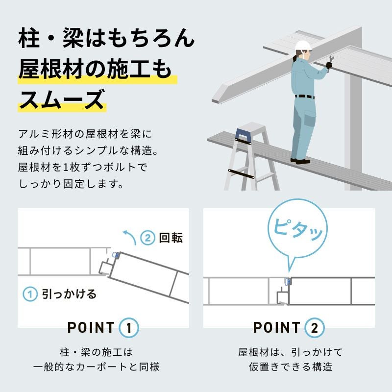 カーポート 4台駐車場 W11425×L4877 カーポートSC 後方支持 2台用(横2連棟) 57-48型 アルミ形材屋根材 リクシル/LIXIL 駐車場 車庫 ガレージ 本体 おしゃれ