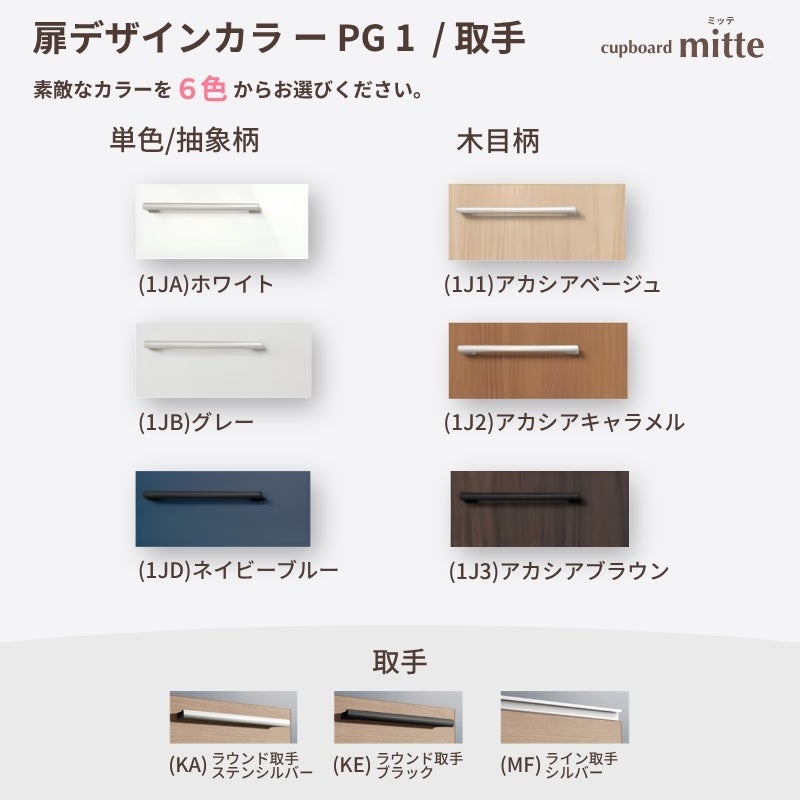 カップボード ミッテ 食器棚 間口180cm(45+45+90)cm 壁付型 フロアキャビネット カウンター高さ85cm 奥行45cm W1800mm TOTO PG1 mitte おしゃれ DIY