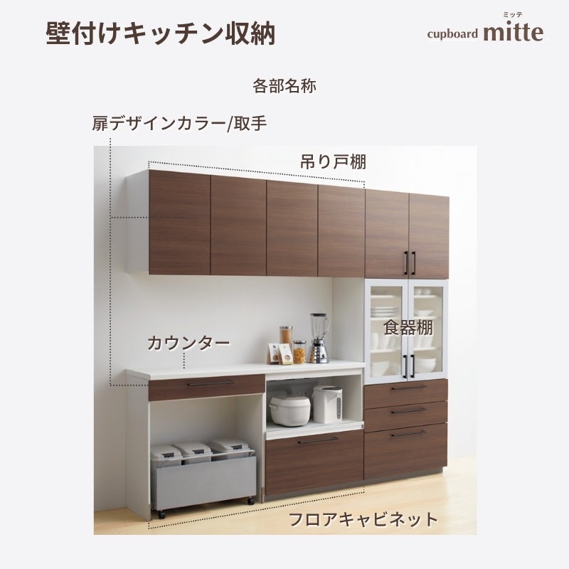 カップボード ミッテ 食器棚 間口225cm(75+75+75)cm 壁付型 ハイフロアキャビネット カウンター高さ99cm 奥行45cm W2250mm TOTO PG2 mitte おしゃれ DIY