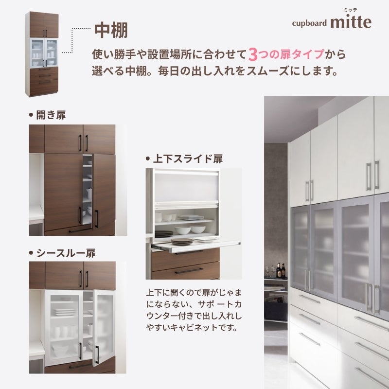 カップボード ミッテ 食器棚 間口45cm(450)mm 壁付型 食器棚高さ215/235cm 奥行45cm TOTO PG1 トールタイプ トートー 収納 周辺ユニット mitte おしゃれ DIY