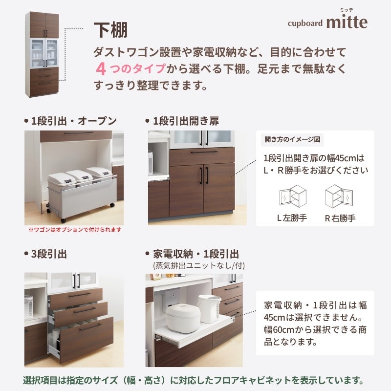 カップボード ミッテ 食器棚 間口75cm(750)mm 壁付型 食器棚高さ215/235cm 奥行45cm TOTO PG1 トールタイプ トートー 収納 周辺ユニット mitte おしゃれ DIY